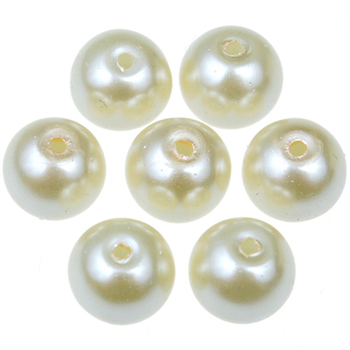Koraliki perły perełki kule kulki / szklane / ecru / 8mm / 50szt-12740