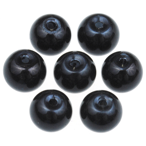 Koraliki perły perełki kulki kule / szklane / czarne / 8mm / 50szt-12746
