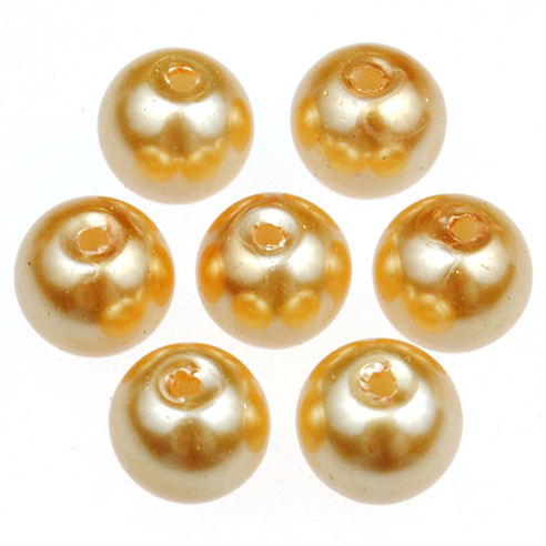 Koraliki perełki perły kulki kule / szklane / żółte / 8mm / 50szt-12748