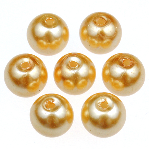 Koraliki perełki perły kulki kule / szklane / żółte / 8mm / 50szt-12748