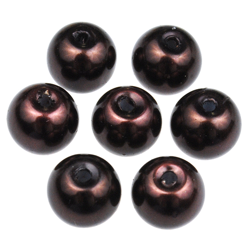 Koraliki perełki perły kulki kule / szklane / brązowe / 8mm / 50szt-12749