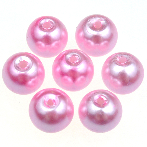 Koraliki perły perełki kule kulki / szklane / j.różowe / 8mm / 50szt-12753