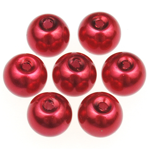 Koraliki perły perełki kule kulki / szklane / czerwone / 8mm / 50szt-12756