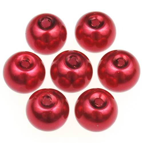 Koraliki perły perełki kule kulki / szklane / czerwone / 8mm / 50szt-12756