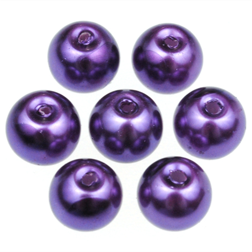 Koraliki perły perełki kule kulki / szklane / fioletowe / 8mm / 50szt-12757