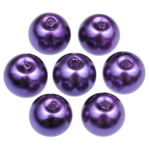 Koraliki perły perełki kule kulki / szklane / fioletowe / 8mm / 50szt-12757