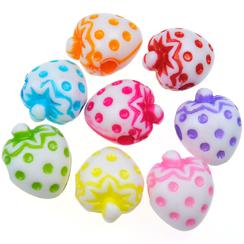 Miks koraliki truskawki truskawka / akrylowe / 13x16mm / 20szt-12785