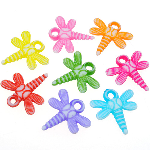 MIX koraliki ważki motylki / akrylowe / 22x20mm / 25szt-12778