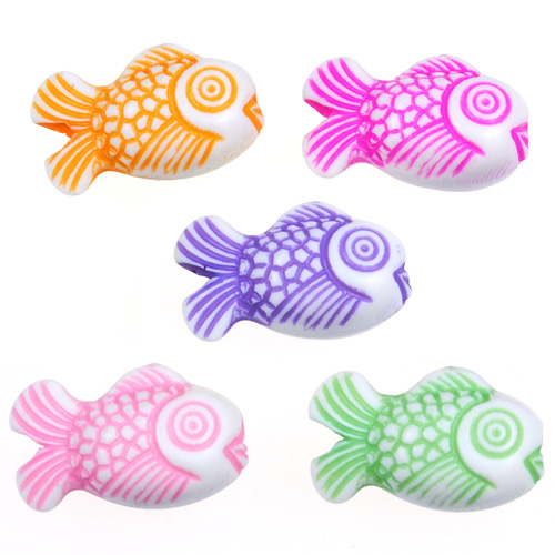 Miks koraliki rybki / akrylowe / 15x9x7.5mm / 30szt-12779