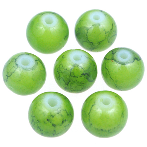 Koraliki powlekane marmurkowe / szklane / j.zielone / 8mm / 50szt-12805