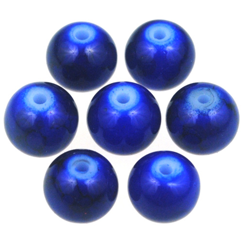 Koraliki powlekane marmurkowe / szklane / niebieskie / 8mm / 50szt-12808