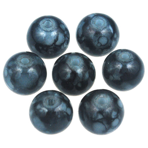 Koraliki powlekane marmurkowe / szklane / czarne / 8mm / 50szt-12790