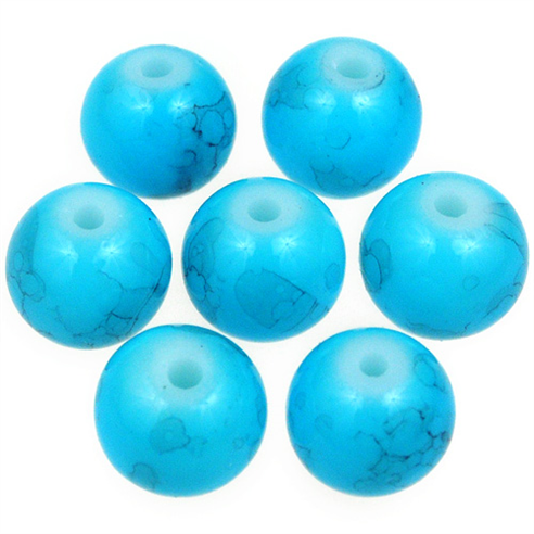 Koraliki powlekane marmurkowe / szklane / j.niebieskie / 8mm / 50szt-12791