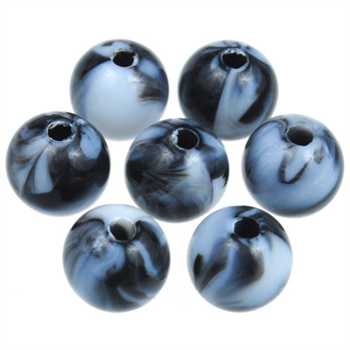 Koraliki kulki dwukolorowe / akrylowe / czarne / 8mm / 50szt-12811