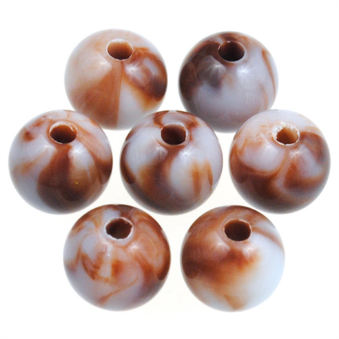 Koraliki kulki dwukolorowe / akrylowe / brązowe / 8mm / 50szt-12815