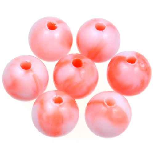 Koraliki kulki dwukolorowe / akrylowe / j.czerwone / 8mm / 50szt-12816