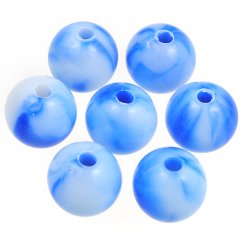 Koraliki kulki dwukolorowe / akrylowe / niebieskie / 8mm / 50szt-12817