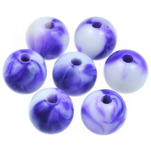 Koraliki kulki dwukolorowe / akrylowe / fioletowe / 8mm / 50szt-12818