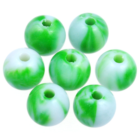 Koraliki kulki dwukolorowe / akrylowe / zielone / 8mm / 50szt-12819