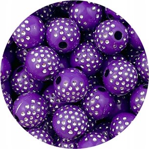 Koraliki kulki ala cyrkonie / akrylowe / fioletowe / 10mm / 25szt-5236