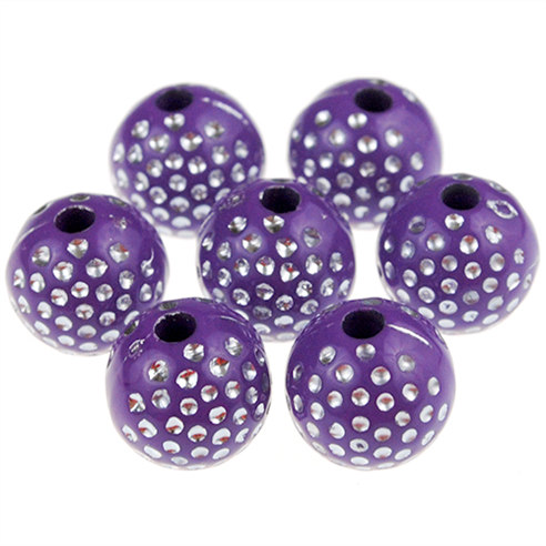 Koraliki kulki ala cyrkonie / akrylowe / fioletowe / 10mm / 25szt-12824