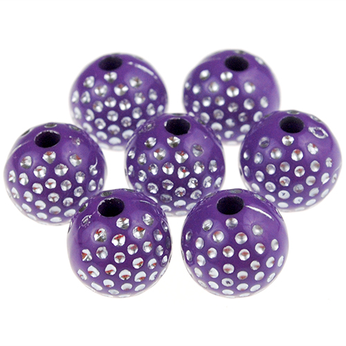 Koraliki kulki ala cyrkonie / akrylowe / fioletowe / 10mm / 25szt-12824