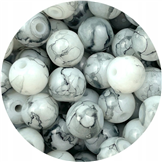 Koraliki powlekane marmurkowe / szklane / j.szare / 8mm / 50szt