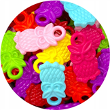 MIX koraliki zawieszki sowy / akrylowe / multikolor / 21x10mm / 20szt