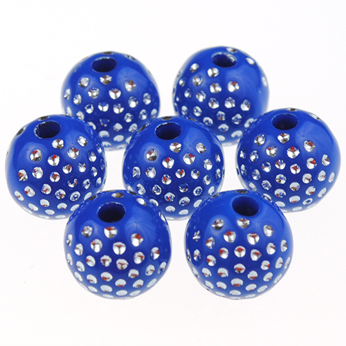 Koraliki zdobione kulki a'la cyrkonie shamballa / akrylowe / niebieskie / 10mm / 20szt-12837