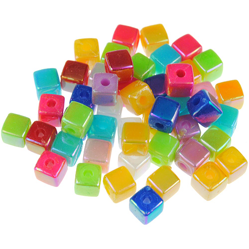 MIX koraliki kostki opalizujące / akrylowe / 4mm / 2,9g / 50szt-12838