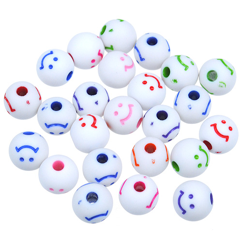 MIX koraliki kulki buźki uśmiech / akrylowe / multikolor / 8mm / 20szt-12845