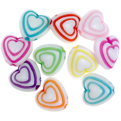 MIX koraliki serca / akrylowe / multikolor / 10x6mm / 14,8g / 50szt-12850
