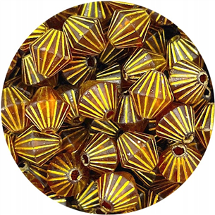 Koraliki bicone zdobione złotym kolorem / akrylowe / brązowe / 8mm / 30szt-6976