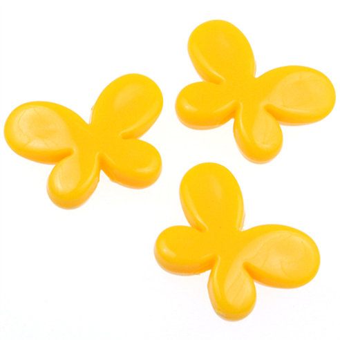 Koraliki motylki / akrylowe / żółte / 13x17x4mm / 20szt-12855