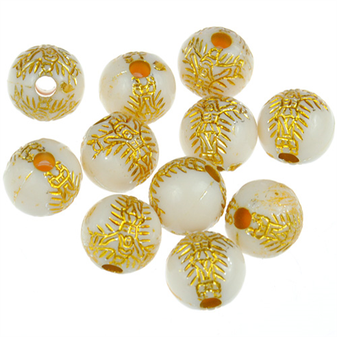 Koraliki krzyżyk krucyfiks / akrylowe / ecru / 8mm / 50szt-12859