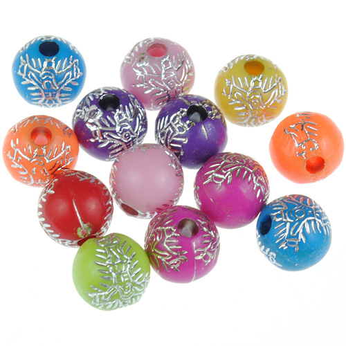 Miks koraliki krzyżyk krucyfiks / akrylowe / multikolor / 8mm / 50szt-12857