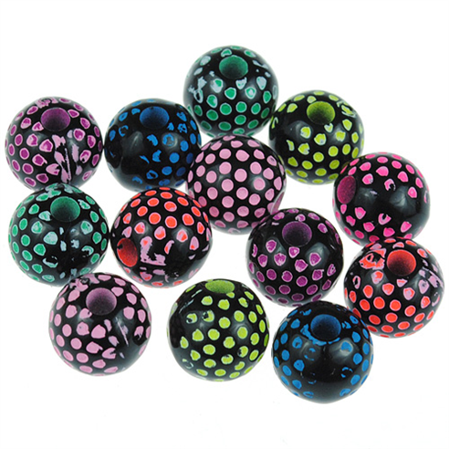 Miks koraliki kulki w kropki / akrylowe / multikolor / 8mm / 50szt-12858