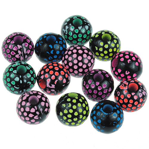 Miks koraliki kulki w kropki / akrylowe / multikolor / 8mm / 50szt-12858