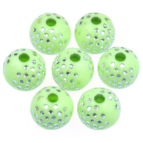 Koraliki kulki zdobione ala cyrkonie shamballa / akrylowe / zielone / 8mm / 50szt-12860