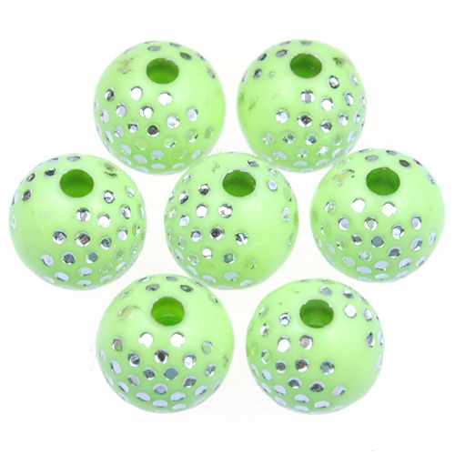 Koraliki kulki zdobione ala cyrkonie shamballa / akrylowe / zielone / 8mm / 50szt-12860