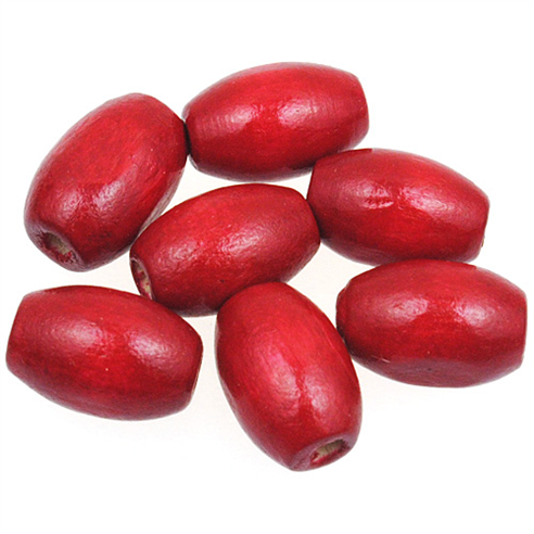 Koraliki owal / drewniane / c.czerwone / 12x8mm / 40szt-12902