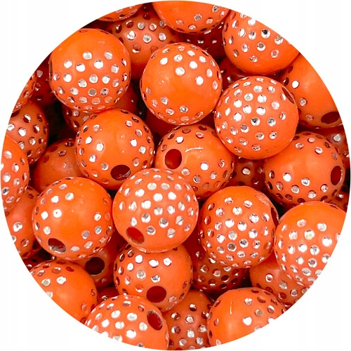 Koraliki kulki zdobione ala cyrkonie shamballa / akrylowe / pomarańczowe / 8mm / 50szt-7928
