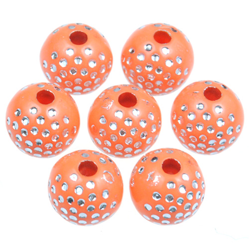 Koraliki kulki zdobione ala cyrkonie shamballa / akrylowe / pomarańczowe / 8mm / 50szt-12883