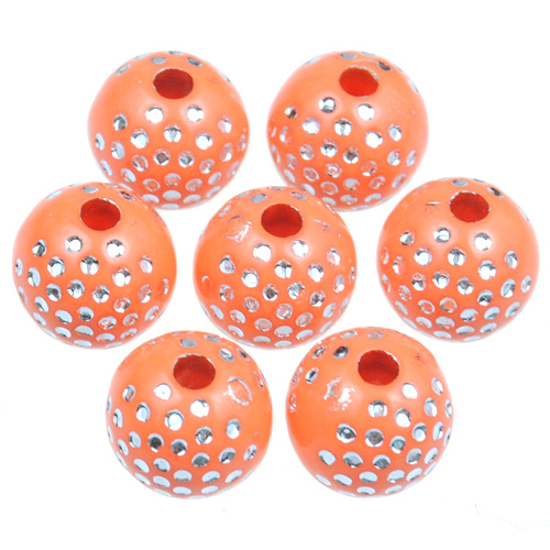 Koraliki kulki zdobione ala cyrkonie shamballa / akrylowe / pomarańczowe / 8mm / 50szt-12883