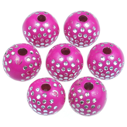 Koraliki kulki zdobione ala cyrkonie shamballa / akrylowe / różowe / 8mm / 50szt-12885