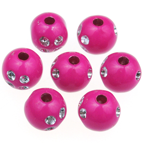 Koraliki kulki ala cyrkonie shamballa / akrylowe / różowe / 8mm / 50szt-12869