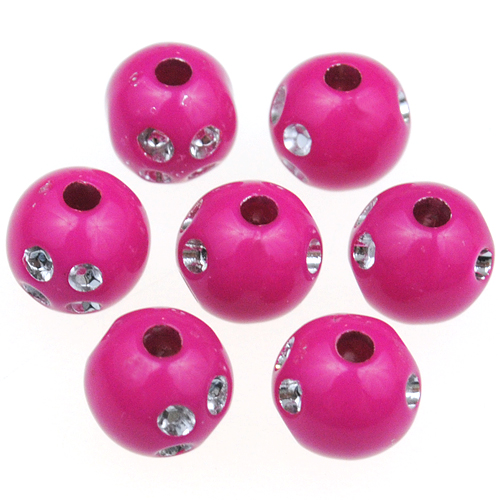 Koraliki kulki ala cyrkonie shamballa / akrylowe / różowe / 8mm / 50szt-12869