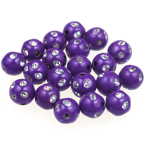 Koraliki kule ala cyrkonie / akrylowe / fioletowe / 8mm / 50szt-12870