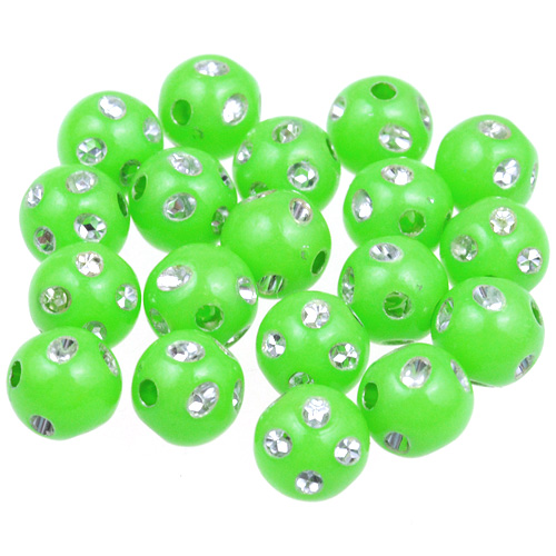 Koraliki kule ala cyrkonie / akrylowe / zielone / 8mm / 50szt-12871