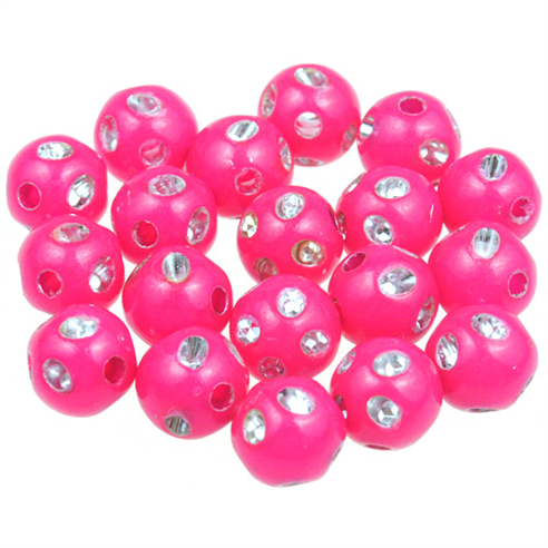 Koraliki kule ala cyrkonie / akrylowe / różowe / 8mm / 50szt-12872